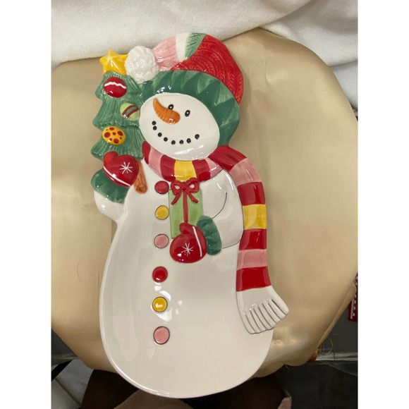 Fitz and Floyd Christmas/Holiday Elongated Tray. "Snowflake and Jake". 2009. - Picture 10 of 12